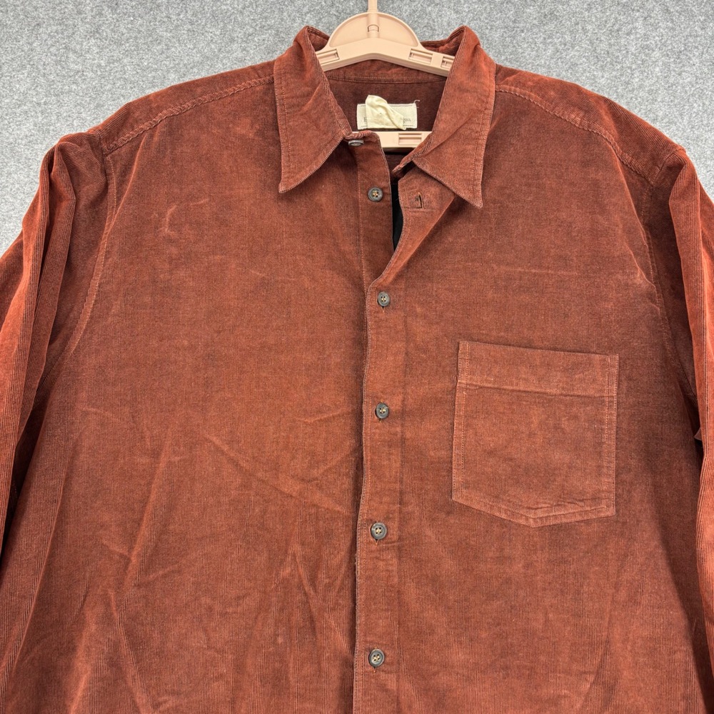Ermenegildo Zegna Mens Rust Brown Corduroy Button Down Shirt Made in Italy - Picture 2 of 10